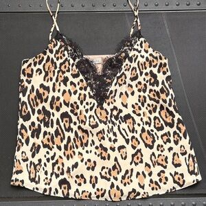 Socialite Leopard Print Camisole with Black Lace